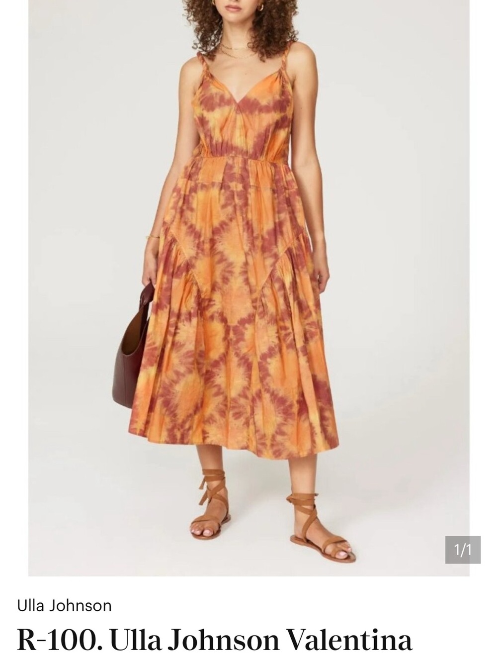 Ulla Johnson Valentina Tie-Dye Midi Dress in Orange and Burgundy